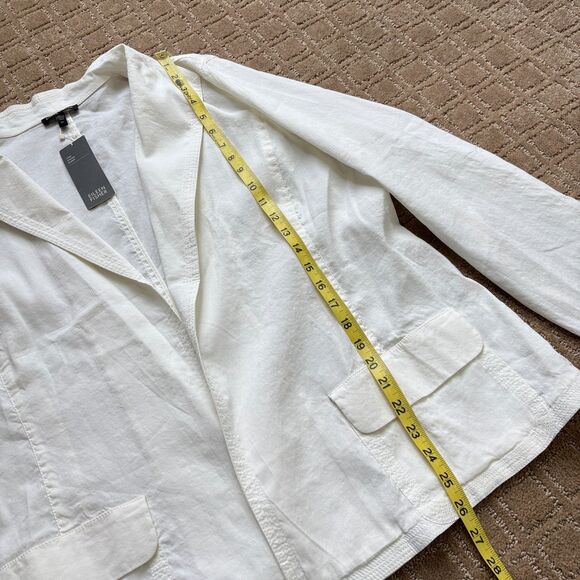 Eileen Fisher Linen Viscose Blazer Jacket Women's XL White Stretch Summer NWT - Picture 7 of 8